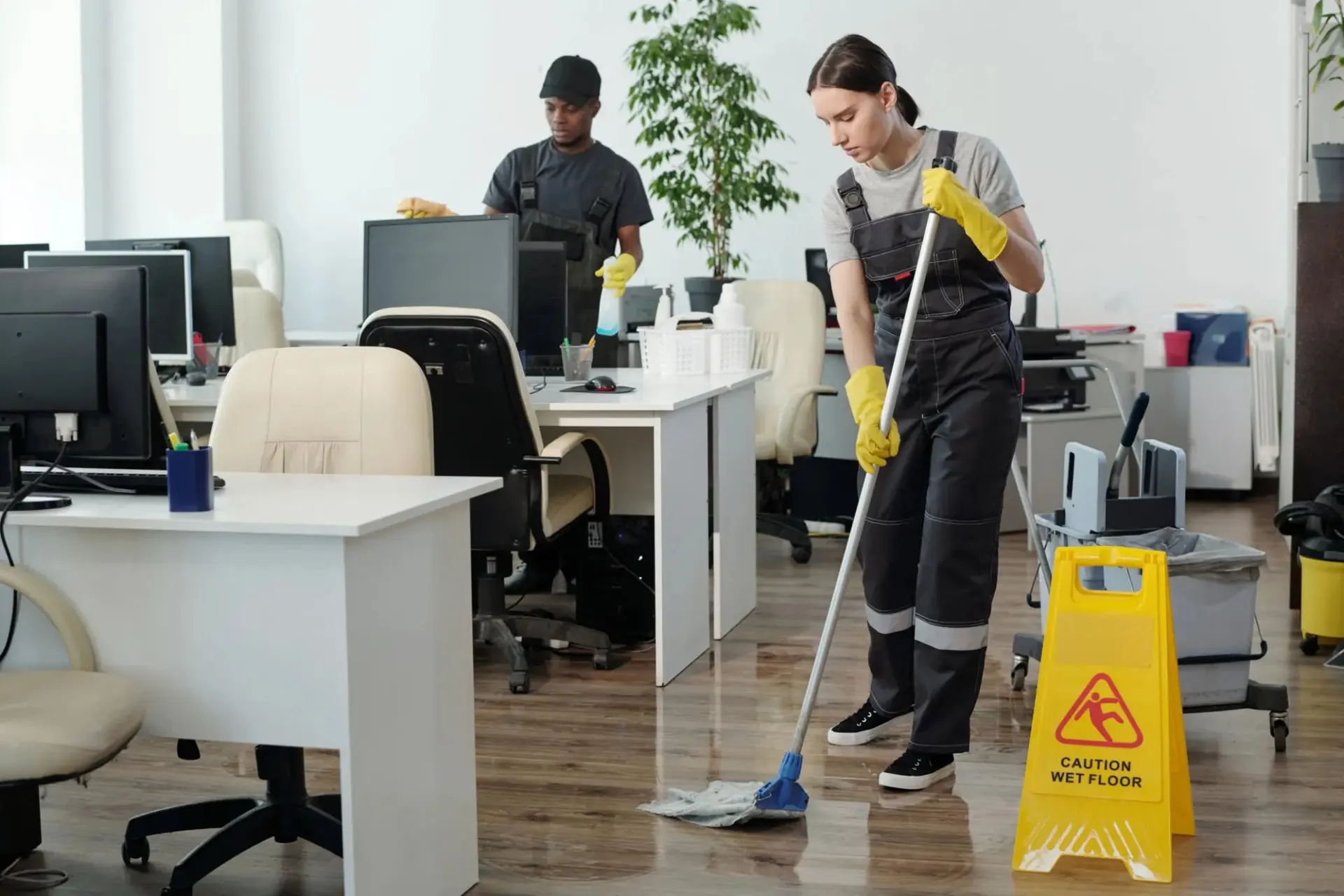 Professional office cleaner at work in Rotherham